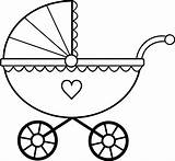 Baby Carriage Line Clip Clipart Buggy Stroller Coloring Sweetclipart Pram Shower Svg Search sketch template