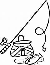Fishing Coloring Pole Rod Pages Template Reel Getdrawings Clipart sketch template