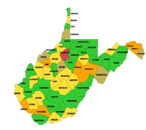 editable map  wv counties      easily fill individual