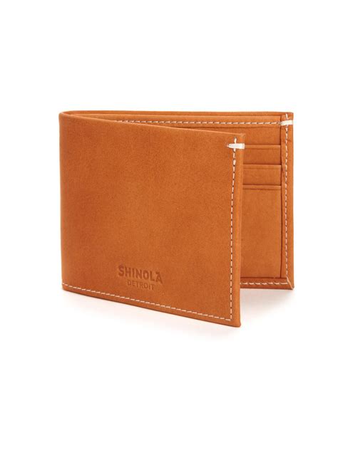 shinola leather bifold wallet  brown  men natural lyst