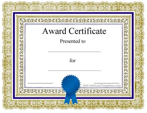 blank award certificates printable