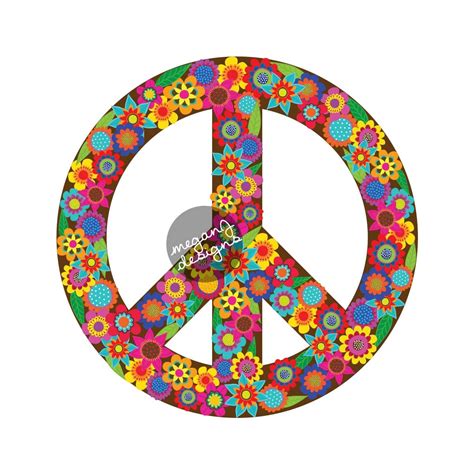 brown floral peace sign decal colorful flower car decal
