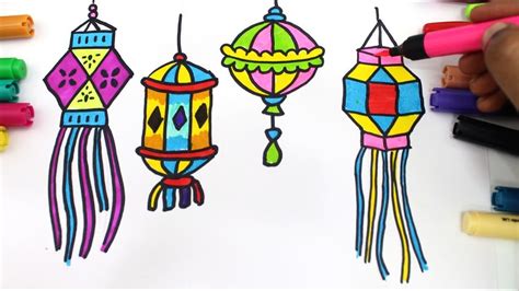 draw colourful diya  lantern  diwali wishes step  step