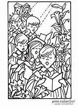 Church Singing Easter Songs Coloring sketch template