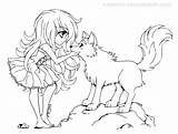 Chibi Yampuff Lineart Commission Wolves Coloringhome Loup sketch template