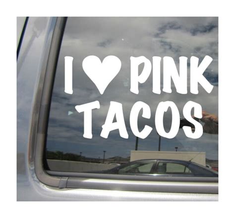 i heart pink tacos love funny cars laptop bumper vinyl decal sticker