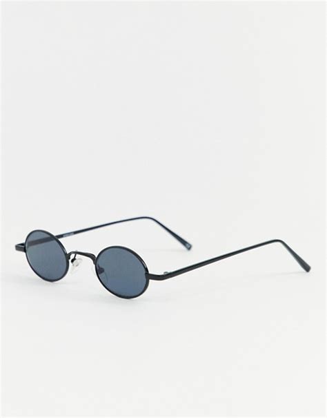 asos design ovalen mini zonnebril  zwart met smoke glazen asos