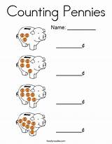 Pennies Counting Coloring Worksheets Money Kids Template Nickels Twistynoodle Noodle Print Built California Usa Choose Board Change sketch template