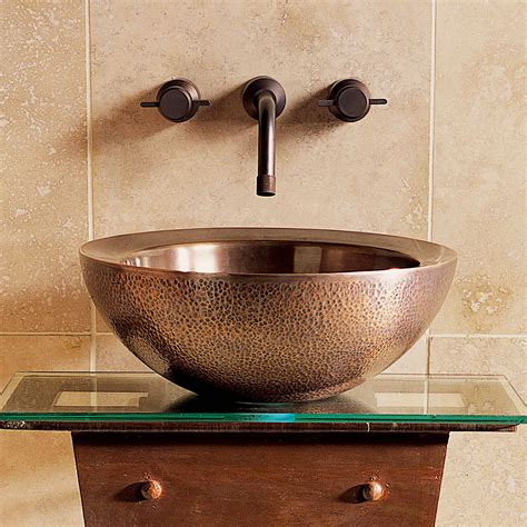 stone forest hammered copper vessel sink decora loft