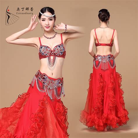 oriental women belly dance costume eastern style beaded top and belt