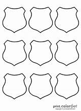 Blank Shields Coloring Badge Printable Template Pages Print Color Shield Kids Badges Set Police Community Helpers Crafts Craft Safety Party sketch template