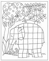 Kleurplaat Vakjes Elmer Olifant Elefante sketch template