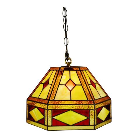 Vintage Tiffany Style Leaded Glass Stained Glass Pendant Light Em 2020