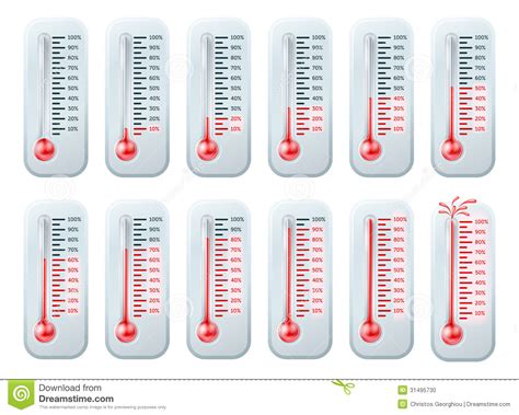 temperature rising thermometers stock vector