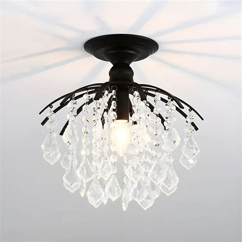 vintage style small flush chandelier translucent crystal semi flush mount ceiling light