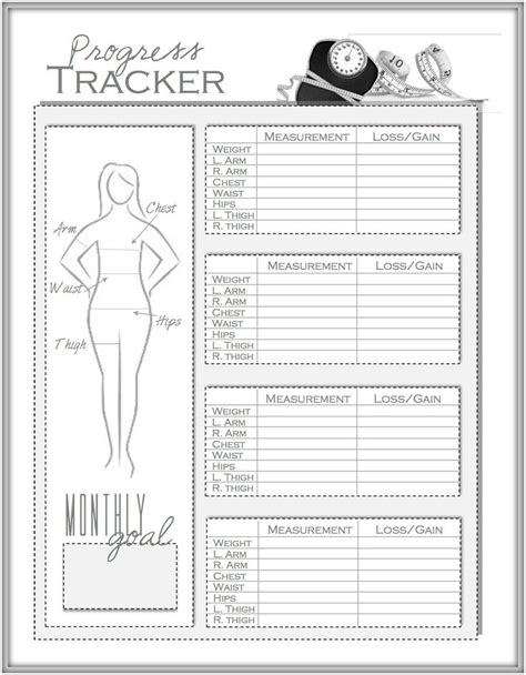 monthly weight loss chart  template weight loss