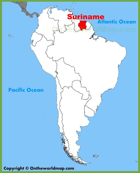 suriname location   south america map