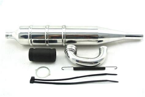 rc boat nitro engine exhaust pipe tuned  kyosho hsp hpi set silver   ebay