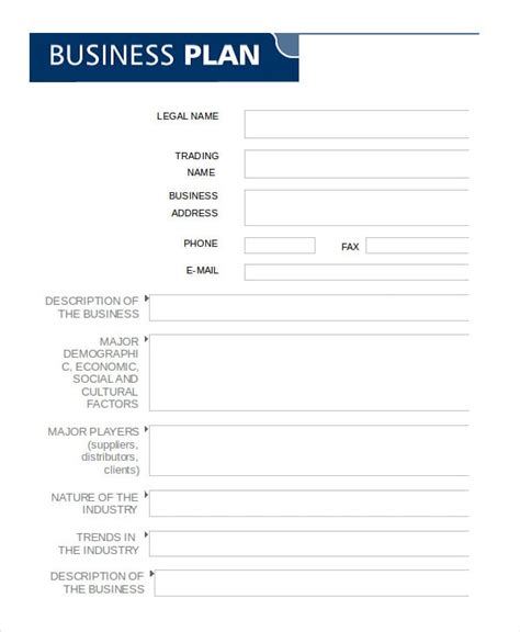 business plan template  word   sample  format