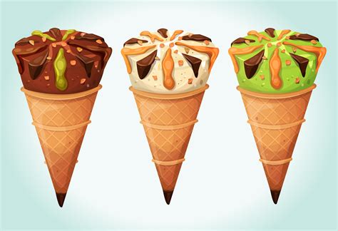 classic ice cream cones set  vector art  vecteezy