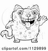 Outlined Ugly Cat Coloring Clipart Vector Cartoon Waving Angry Thoman Cory sketch template