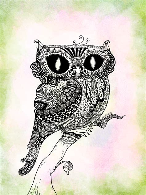 zentangled owl  rhinestonerdeviantartcom  atdeviantart tangle