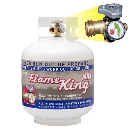 flame king  lb empty propane cylinder  overflow protection device  built  gauge
