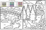 Color Number Worksheets Lake House Addition Edhelper Subtraction sketch template