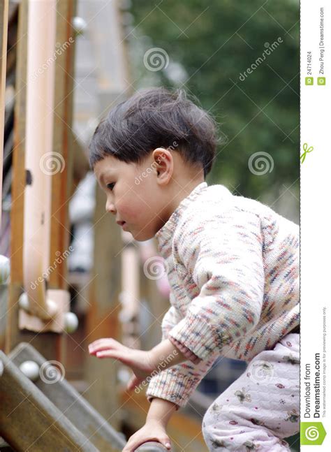 girl climb wooden ladder stock images image 24714024