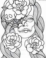 Coloring Pages Girly Skull Printable Sugar Girl Pdf Graffiti Colored Getdrawings Already Multicultural Pour Color Adultes Coloriages Adult Colouring Girls sketch template