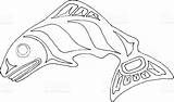 Northwest Salmon Pacific First Coloring Pages Nations Native Drawing Line Animal Coast Indian Basic Shape Larger sketch template