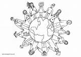 Coloring Colouring Pages Drawing Children Around Map Hands Holding Globe Printable Clipart Global Message Hand People Earth Different Color Getcolorings sketch template