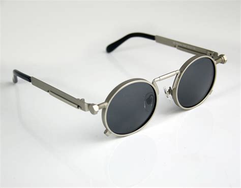 round sunglasses spring on temples steampunk sunglasses silver etsy uk