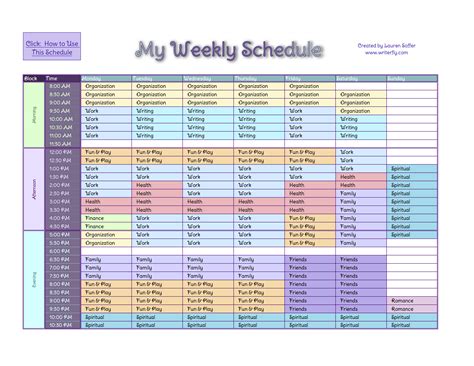 schedule  works template excel printable schedule template