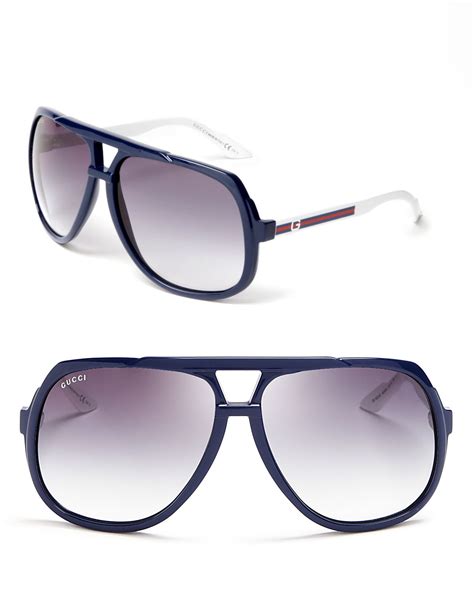 Gucci Oversized Aviator Sunglasses In Blue For Men Blue White Lyst