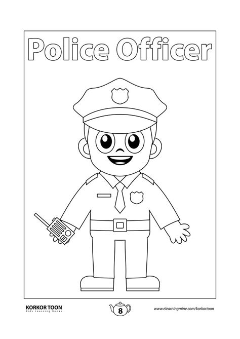 professions coloring book  kids police officer page  coloring