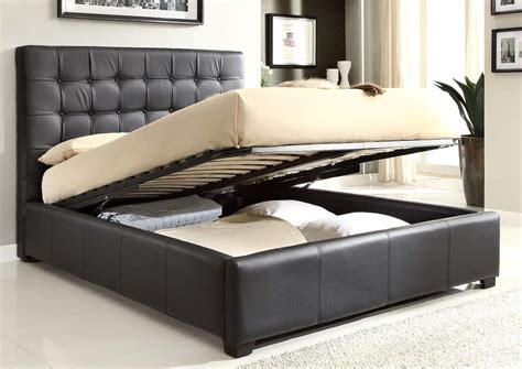 stylish leather high  platform bed  extra storage lancaster