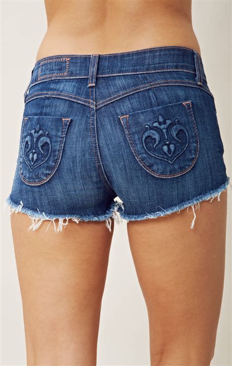 siwy maud high waist cutoff jean shorts in blue lyst