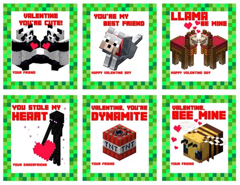 minecraft valentine cards   kids classroom
