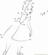 Disney Princess Dot Alice Dots Connect Worksheet Wonderland Kids Printable sketch template