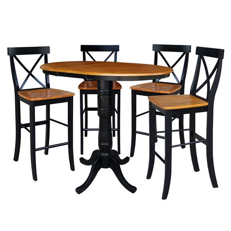 bar height table   leaf     stools black