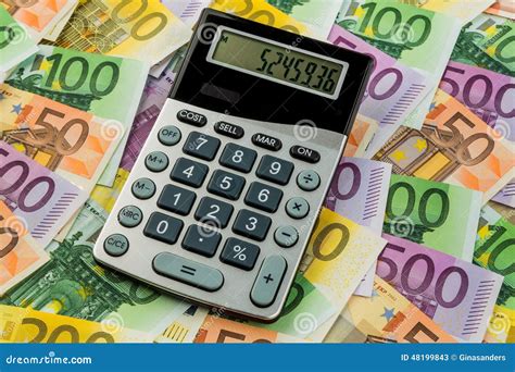 calculator  euro banknotes stock image image  calculatot