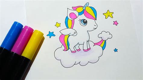 draw  cute rainbow unicorn easy step  step  kids
