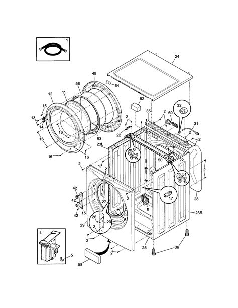 cabinettop diagram parts list  model fafwkr frigidaire parts washer parts