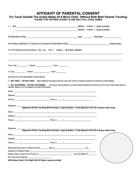 printable medical consent form  minor traveling  parents