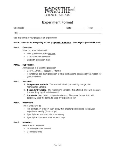 experiment format experiment prediction