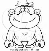 Drunk Dumb Chimpanzee Clipart Cartoon Cory Thoman Outlined Coloring Vector sketch template