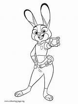 Judy Hopps Coloring Zootopia Rabbit Colouring Printable Print sketch template