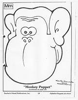 Monkey Puppet Coloring Template Finger Activity sketch template