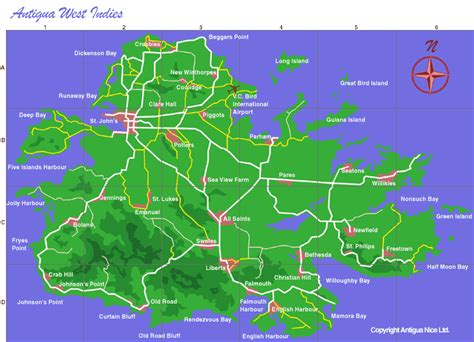 antigua map map of antigua island and antigua maps by area including